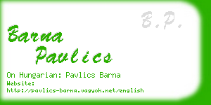 barna pavlics business card